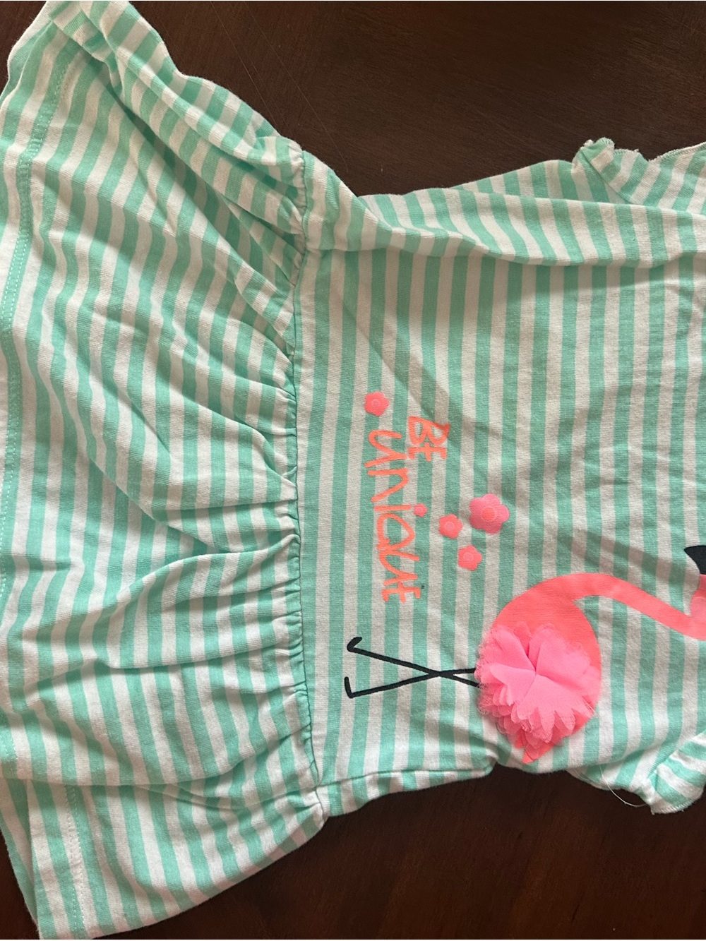 Freestyle Mint and White Stripe Flamingo Tee